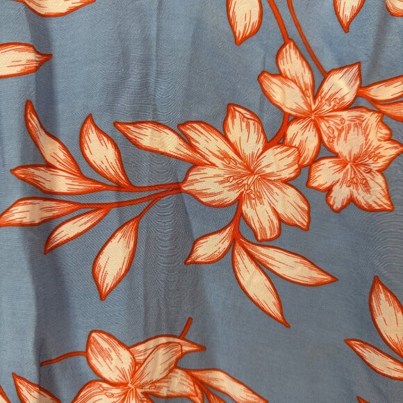 Talbots Womens Plus Size 1X Blue & Orange Floral Print Short Sleeve V-Neck Top - Picture 5 of 6